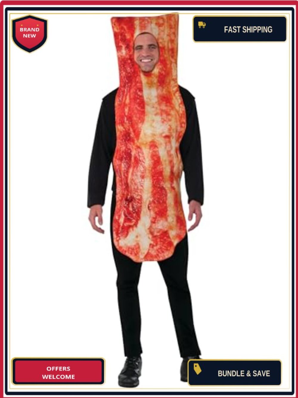 Bacon Costume Tunic Sleeveless Foam Adult Halloween Cosplay